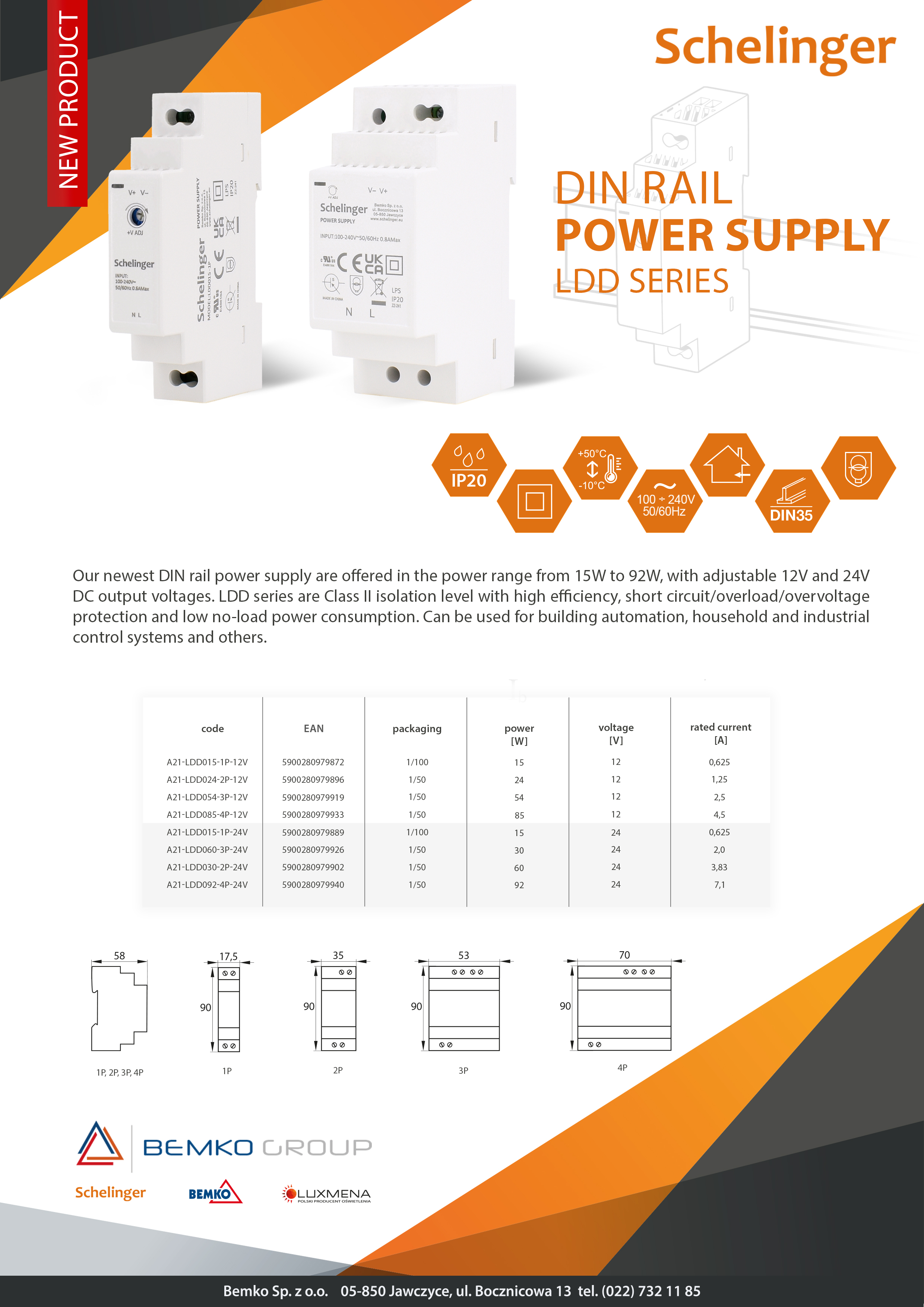 LDD - RAIL-MOUNTED POWER SUPPLIES - NEW